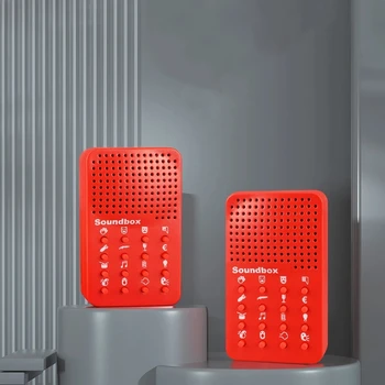 أدوات الجدة ألعاب صوتية صغيرة حمراء 16 زر صندوق الصوت مضحك 16 مؤثرات صوتية مختلفة للأطفال الكبار صندوق تشغيل الموسيقى المزحة