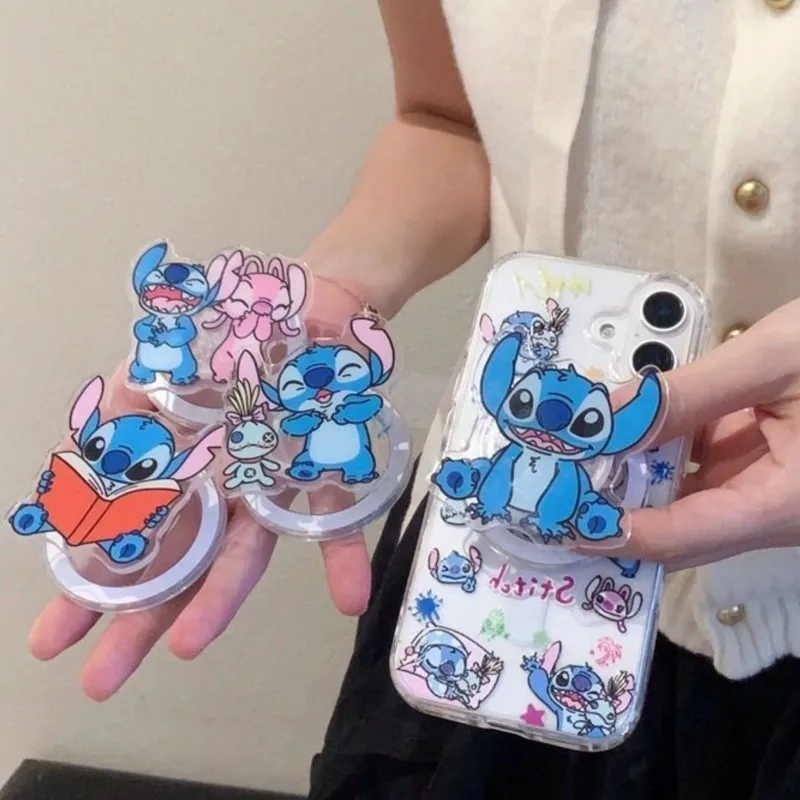

Складной силиконовый держатель для iPhone 17, милый 3D-чехол Disney с мультяшным персонажем Стич, защитный чехол для телефона с магнитным креплением Magsafe