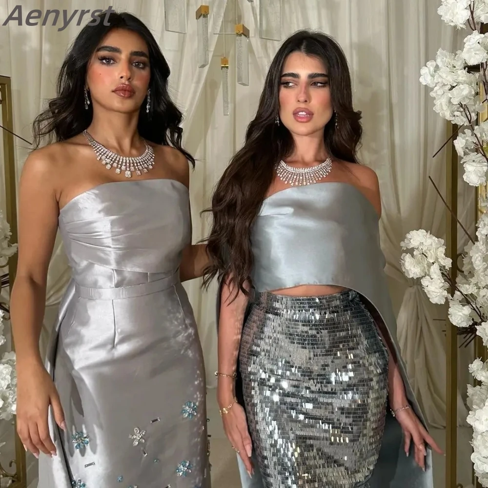 Aenyrst Kralen Strass Enkellange Formele Gelegenheid Jurken Strapless Prom Dresses Saudi Arabië Mode Design Avondjurken