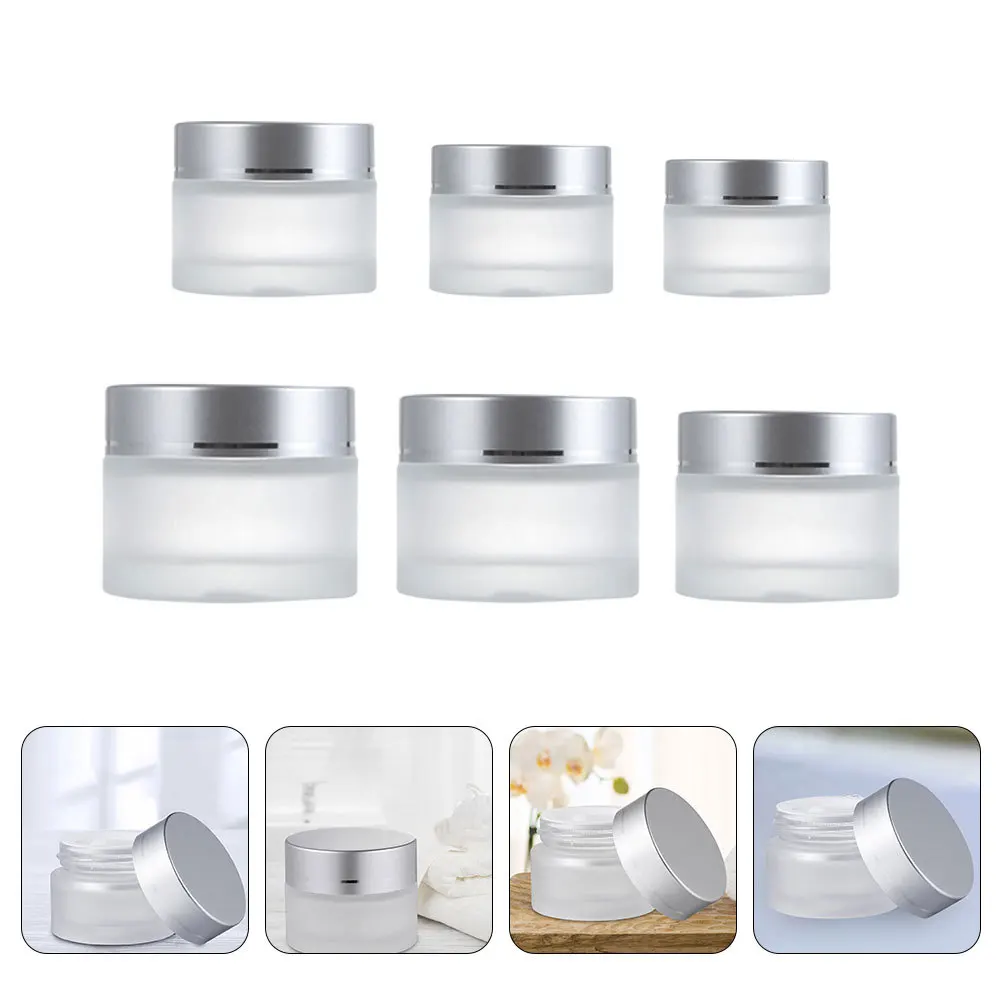 

6Pcs Glass Container Empty Refillable Face Cream Bottle Leakproof Portable Travel Lotion Storage Jar Cosmetics Bottle
