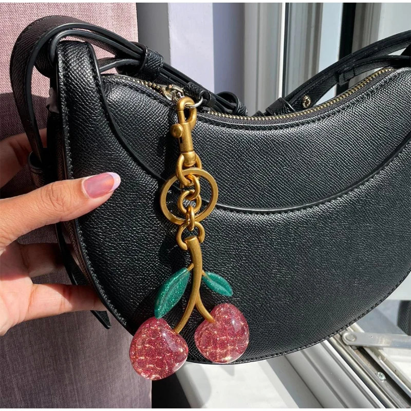 Creative Crystal Cherry Women's Keychain Bag Pendant Extended Bag Strap Girls Delicate Imitation Fruit Pendant Bag Decorated New