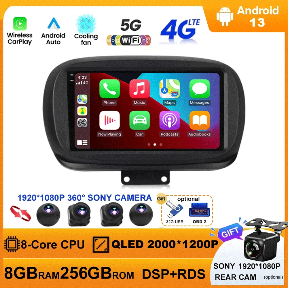 

Android 13 Car Radio For Fiat 500X 2014-2020 Multimedia Video Player Stereo GPS Navigation 5G WIFI DSP Carplay Android Auto