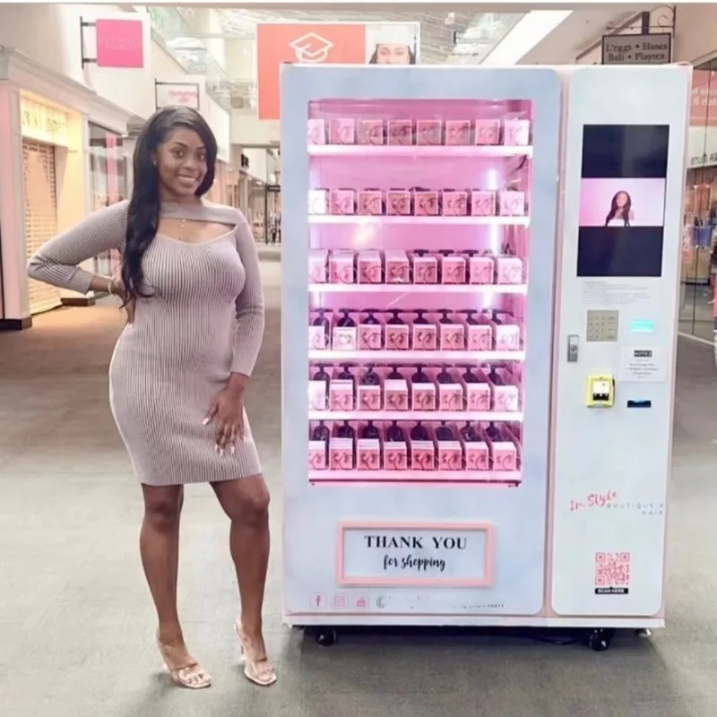 

Custom Automatic Cosmetic Beauty Makeup Vending Machine Smart Eyelash Wigs Nail Gift Boxes Hair Vending Machine for Bussiness