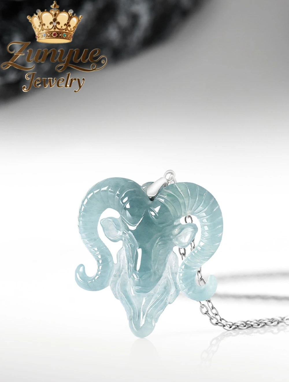 Genuine Natural Grade A Icy Jadeite Zodiac Sheep Pendant Hand Carved Necklace S925 Inlaid Fashion Unisex Daily Fine Jewelry Gift