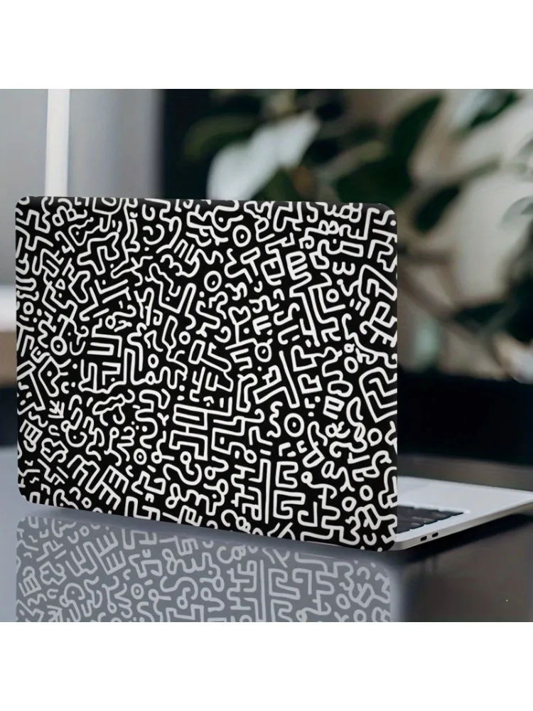 Paquet de 3,1 pièces de rechange, autocollant pour ordinateur portable à motif labyrinthe noir et blanc sans peur, coque d'ordinateur résistante aux rayures, auto-adhésive Durable