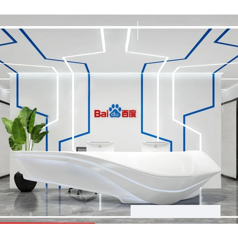 Special-shaped creative fiberglass paint front desk Sales department Hotel reception front desk Bar Bar shopping mall informatio