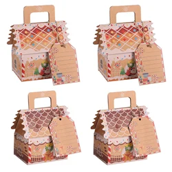 4/8szt Świąteczny domek z piernika w kształcie cukierków Pudełka na prezenty Kraft Paper Cookie Snack Packing Bags Xmas Party Home Decorations Noel