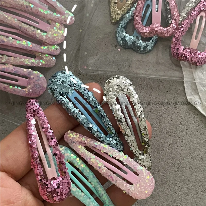 5pcs Glitter Water Drop BB Clips Personalized Bangs Hairpins Small Sweet Girls Gold Love Heart Hair Side Clips Edge Hairpins New
