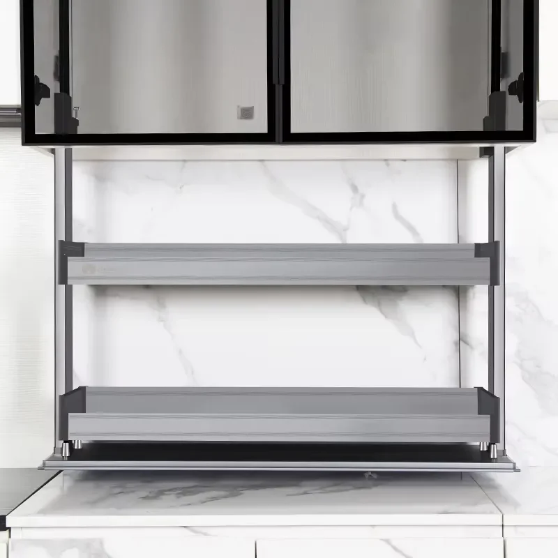 New Arrival Kitchen Vertical Motorized Wall Ceiling Cabinet Storage Rack Pull Down Basket with Stainless Automatic Shelf Lift