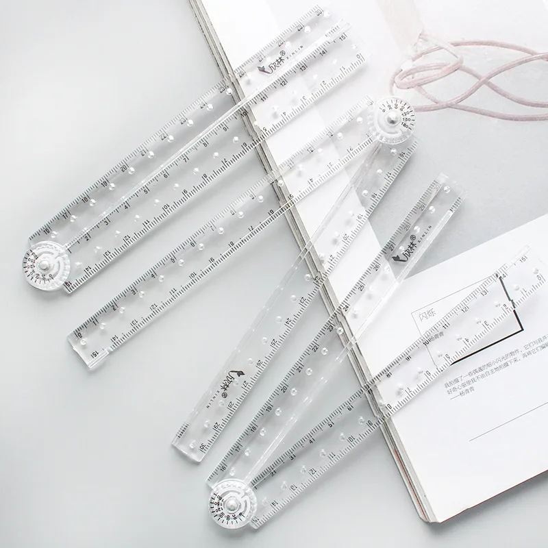 1pc Folding Acrylic Ruler - Perfect for School and Office Supplies!