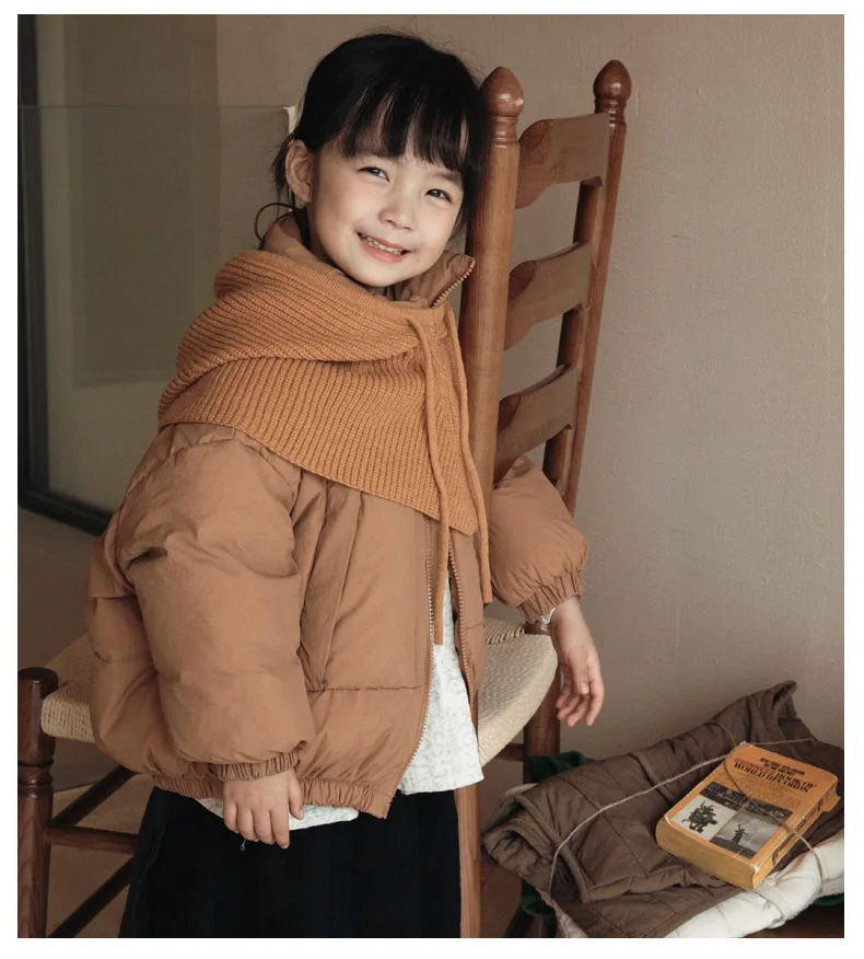 

Autumn Baby Clothes Girls Hooded bread down Coat with knitted hat boys Kids Clothe warm jacket for Girls 2 3 4 5 year old