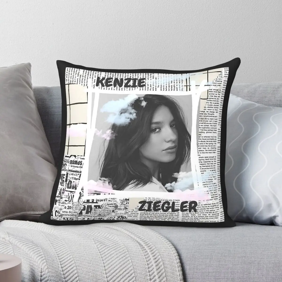 Mackenzie Ziegler Kenzie Pillowcase Polyester Linen Velvet Pattern Zip Decor Room Cushion Cover 45x45