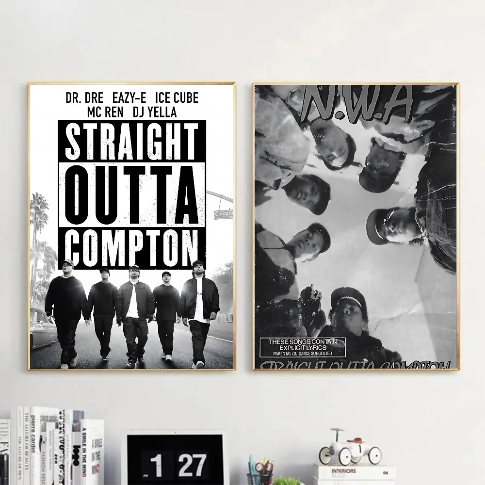 1 قطعة NWA الهيب هوب مغني الراب مستقيم Outta كومبتون المشارك ذاتية اللصق الفن ورق مقاوم للماء ملصق مقهى بار غرفة جدار ديكور #5