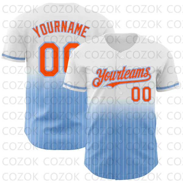 Custom White Blue Stripe Stitch Series Baseball Jersey Men Women Shirt 3D Printed Shirt Team Shirts Hip Hop Unisex Tops