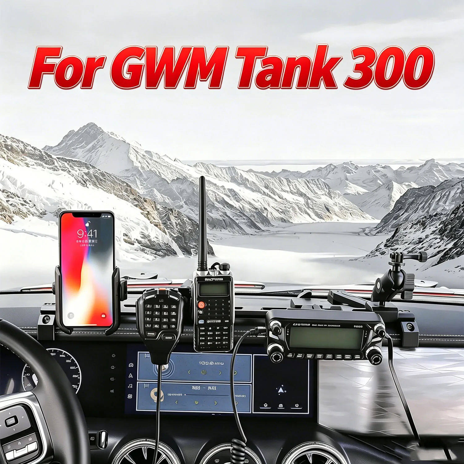 for GWM Tank 300/ Hi4-T 2021-2024 2025 Aluminum Offroad Digital Device Dash Mount Bracket Phone GPS Action Camera Holder 1 Set