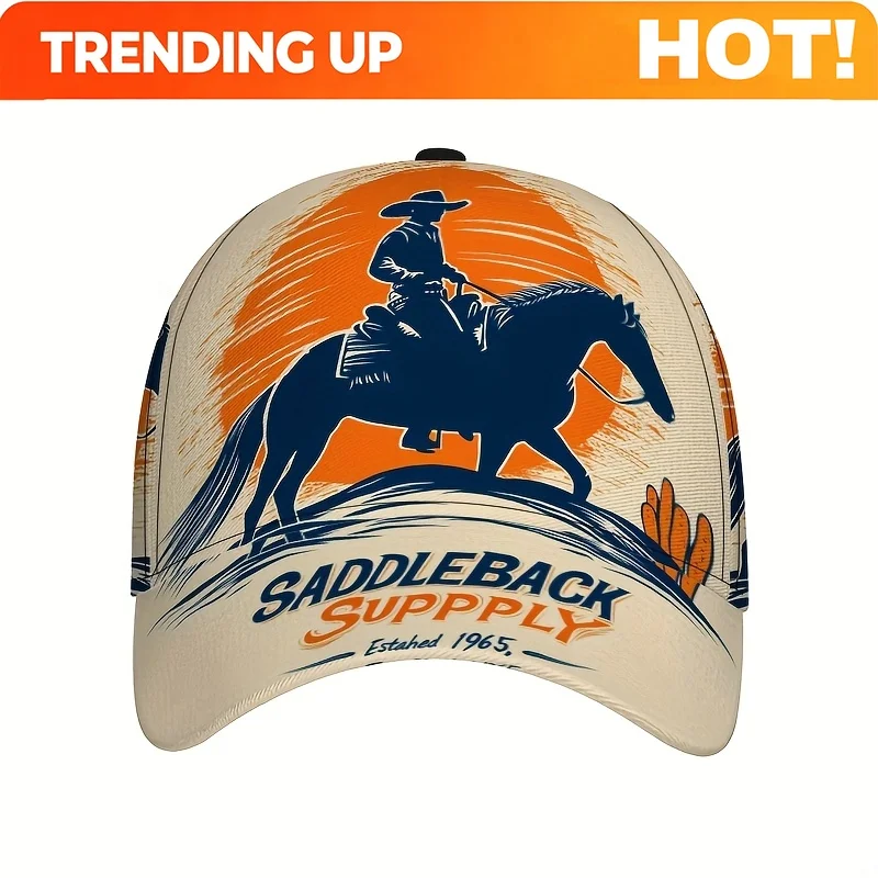 Customization 1pc Cowboy Sunset Ride Print Classic Baseball Cap - Lightweight Adjustable Duckbill Hat, Perfect For Casual Outing