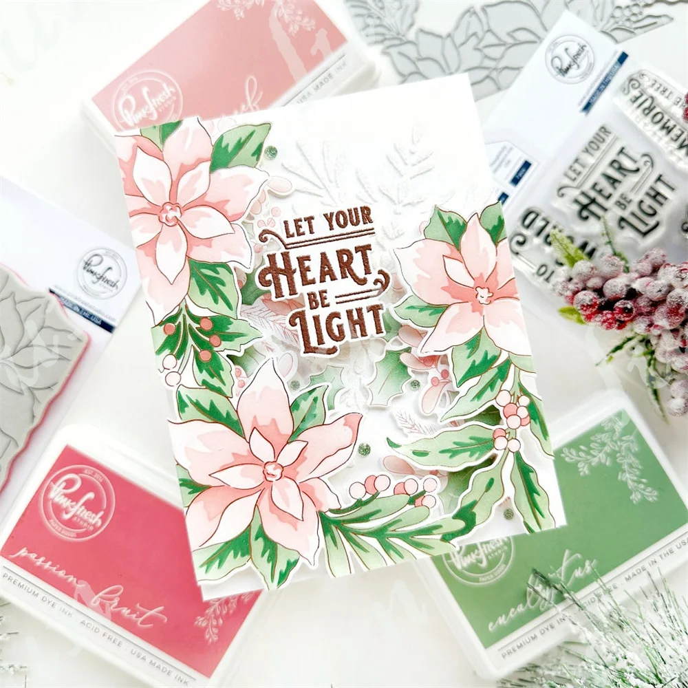 New 2024 Dies Poinsettia Frame Cutting Dies Christmas Holiday Hot Foil Plates Embossing Scrapbook Layered Stencils Stamps