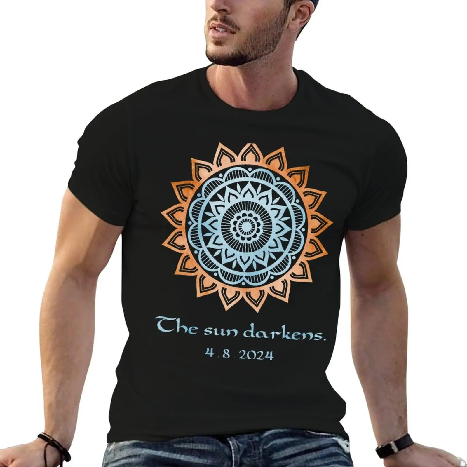 

Total Solar Eclipse Mandala - April 8 2024 T-Shirt man t shirt cotton t shirt personalised man t shirt summer T-Shirt