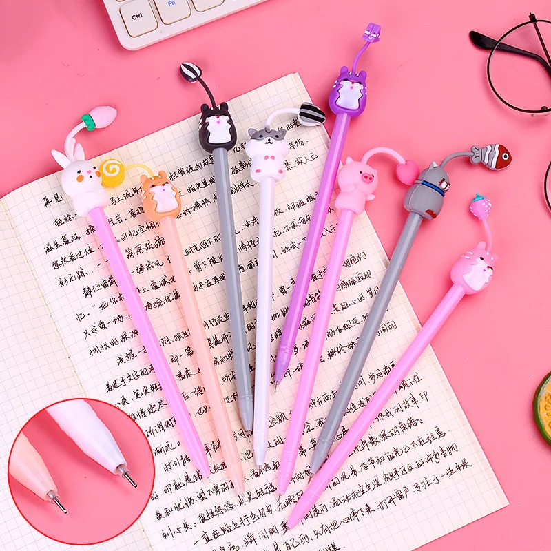 20 Teile/los Kawaii Katze Schwein Kaninchen Maus Gel Pens Nette Tier Schwarz Gel Ink Pen Schüler Schule Schreibwaren geschenk