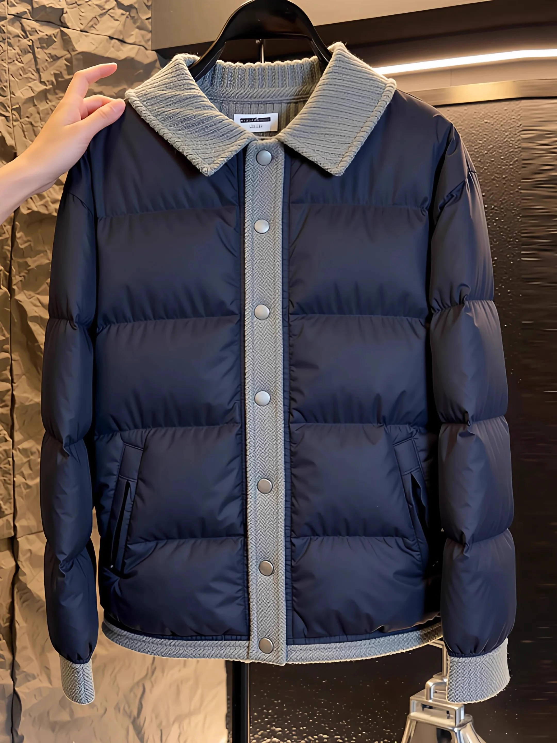 

Мужская хлопковая куртка большого размера: теплая, свободная, удобная, универсальная, молодежная, повседневная, с коротким рукавом, на пуговицах