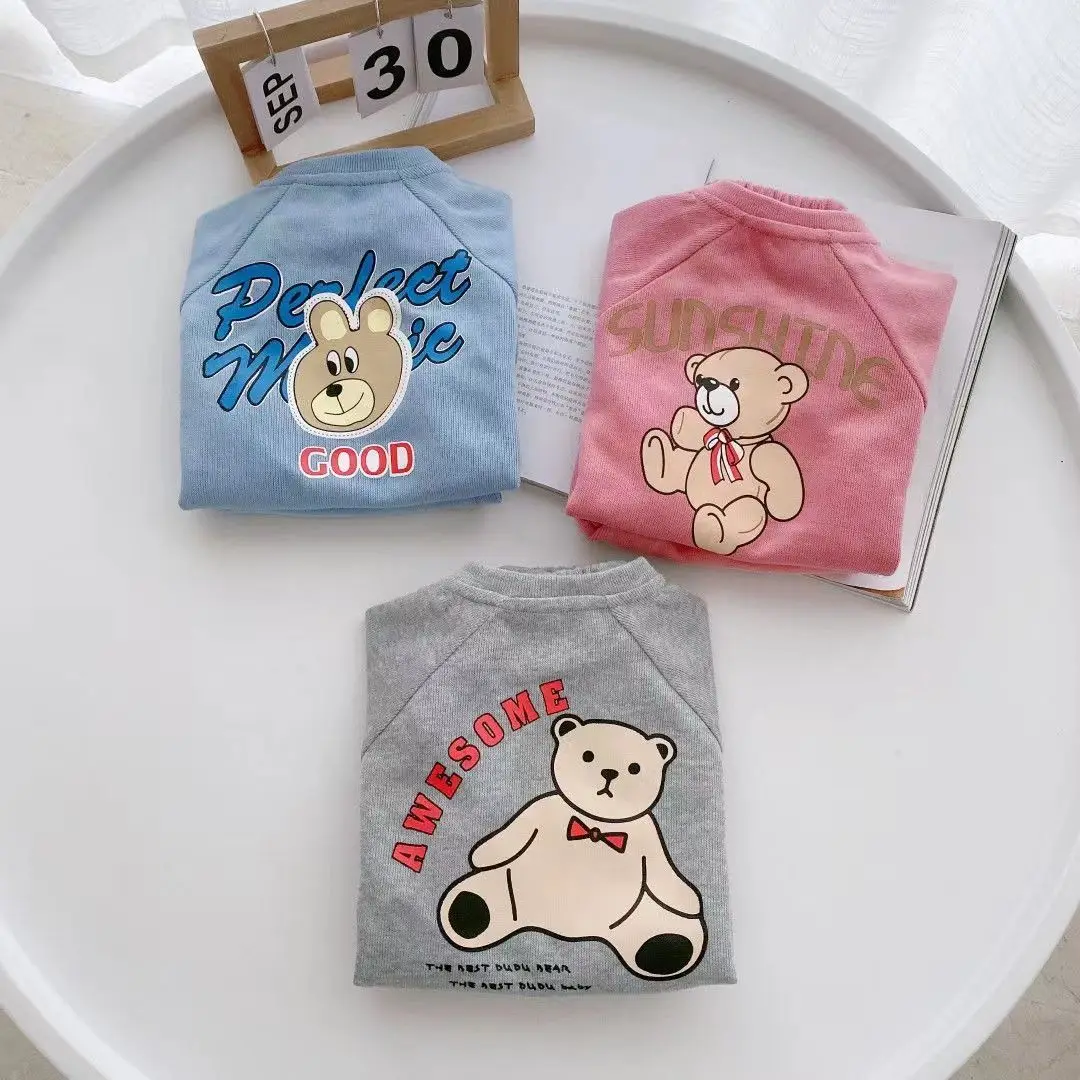 Baby-Sweatshirt-Kleidungssets 2026 Herbst Kleinkind Jungen Mädchen Süßer Bären-Print Halb-Reißverschluss Pullover+Hose 2-teiliges Kinder-Freizeit-Outfit – Detail 4