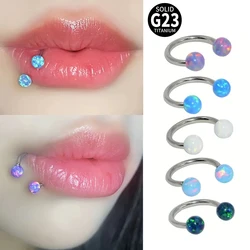 1PC Titanium Opal Ball Circular Ring Horseshoe Barbell Nose Ring Ear Tragus Cartilage Helix Earring Stud Labret Lip Ring Jewelry
