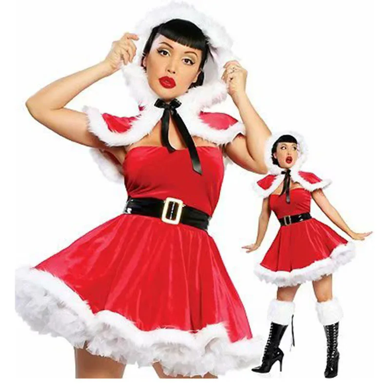 Set erotico femminile per le donne Costume da spettacolo teatrale Sexy vigilia di Natale Ragazze Uniforme cosplay Uniforme da gioco di ruolo Abiti porno