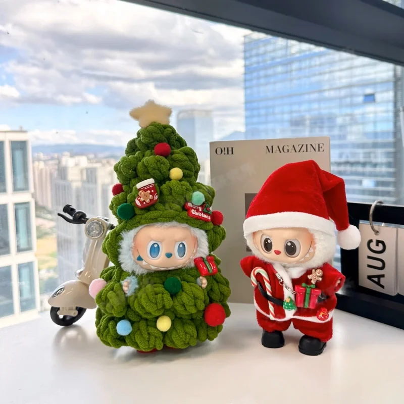 جديد مناسبة ل Labubu الملابس V1/V2/V3 الجيل 17 سنتيمتر دمية عيد الميلاد زي الأصلي الكروشيه شجرة عيد الميلاد ملابس دمى