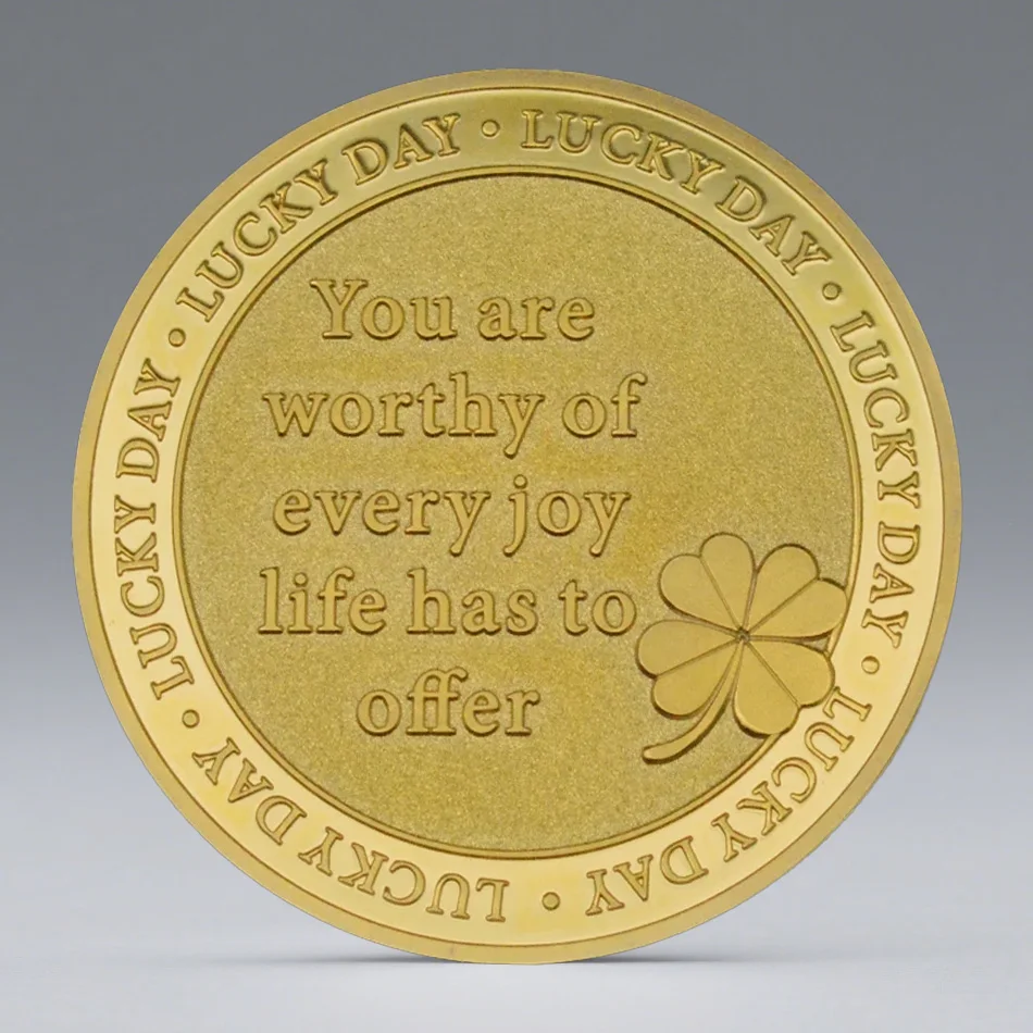 Four-leaf Clover Gold Plated Lucky Coin Ladybug Blessing Harmony Joy Collection Coins Lucky Gift