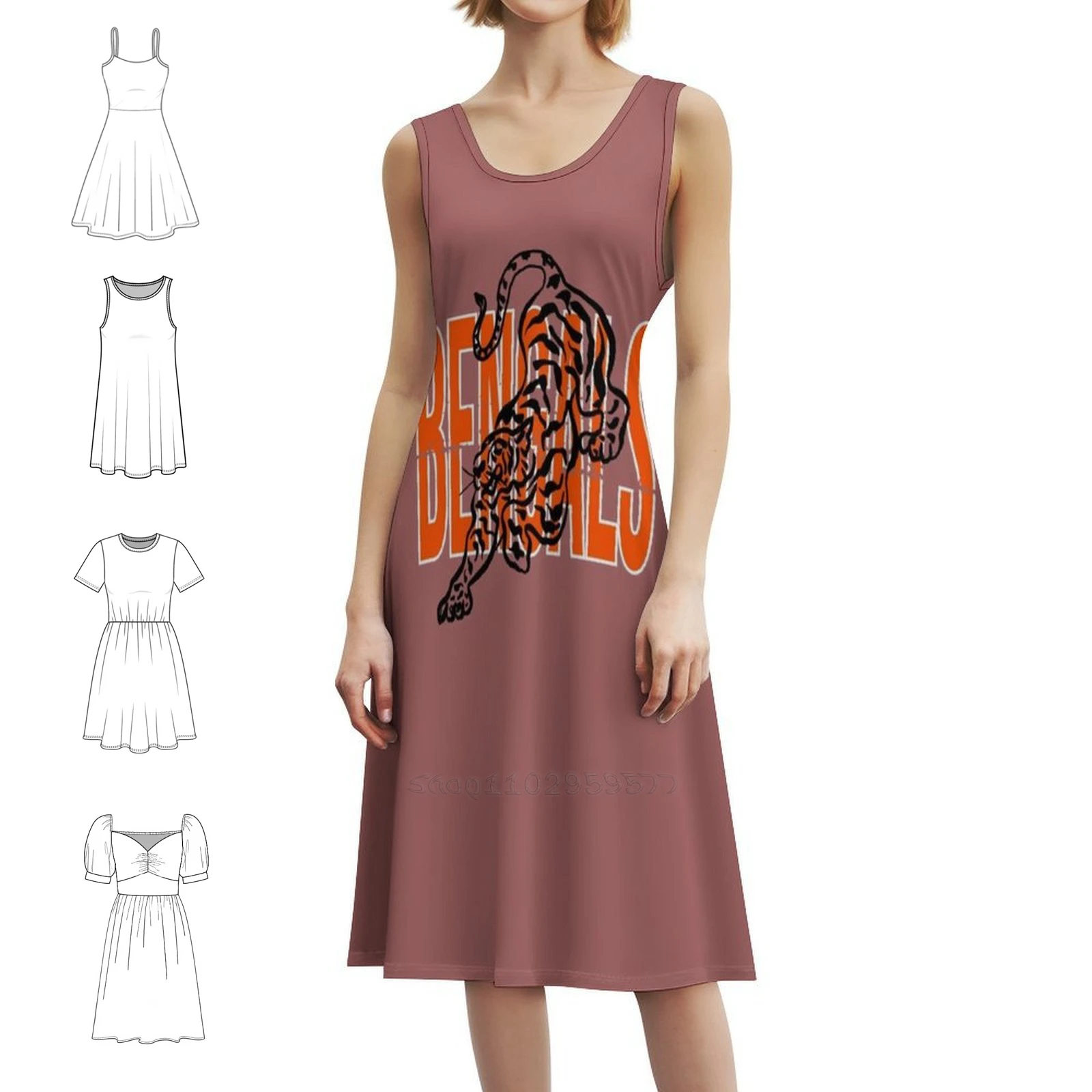 

T-Shirtcincinnati Bengaaaals 06 Floral Smock Dress For Women Spring Summer Casual Dress For Party Joe Burrow Vintage Bengals