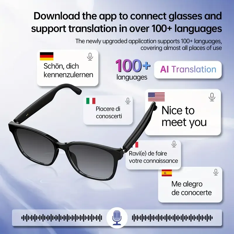 SENBONO 2025 New Smart Glasses with AI Translation Smart Glasses  Outdoor Sport Fishing Driving Sunglass for IOS Android Xiaomi