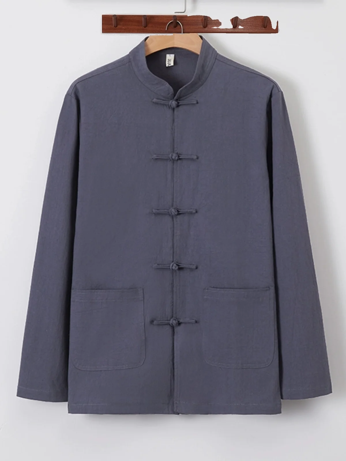

Spring Autumn Cotton Linen Men's Long Sve irt Casual Youth Outerwear Jaet Traditional Hanfu Tang Costume Retro Loose Fit