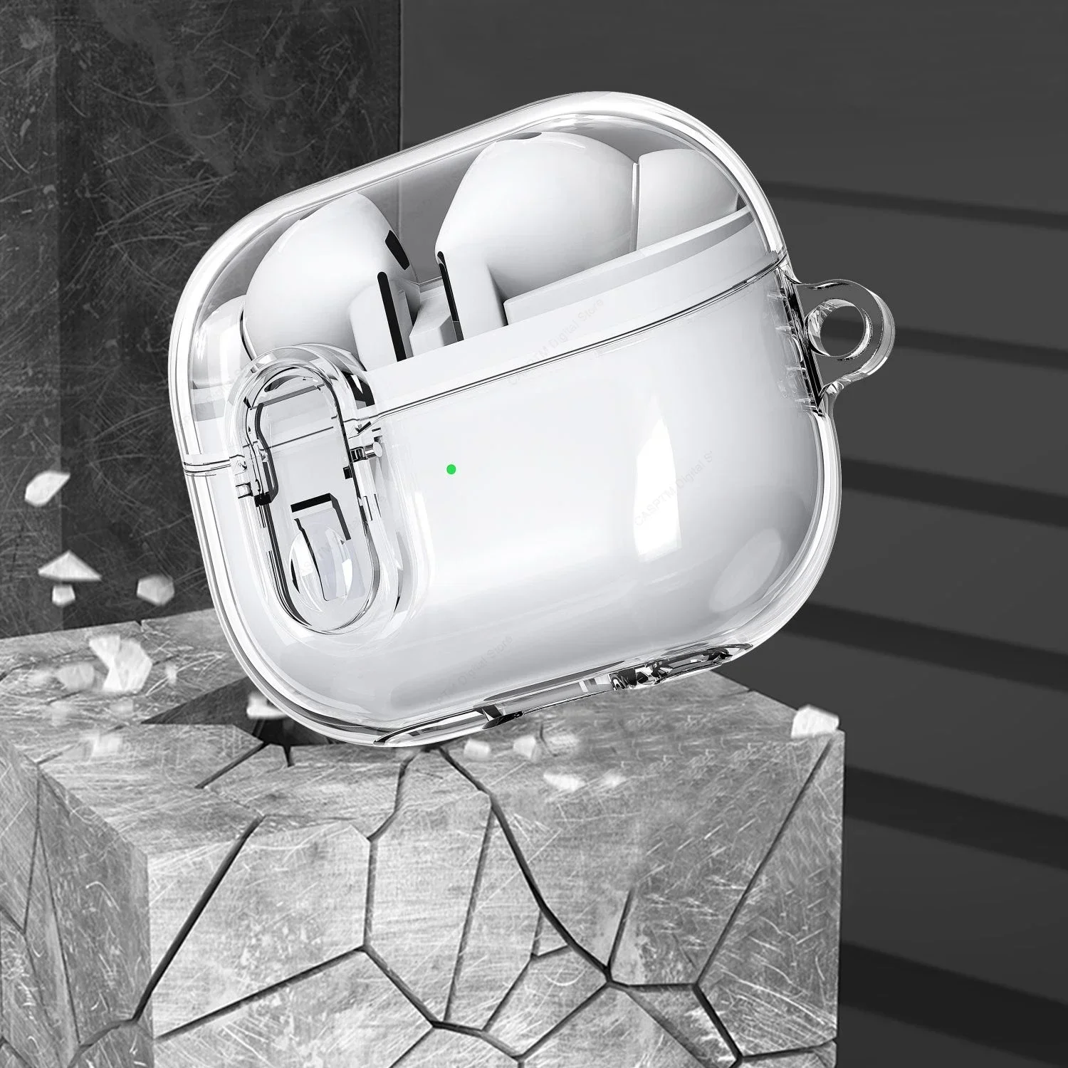 حافظة سماعة رأس بلوتوث لاسلكية لهاتف سامسونج جالاكسي Buds3 Pro، غطاء سماعة رأس بقفل آمن شفاف من مادة TPU مع حافظات سلسلة مفاتيح