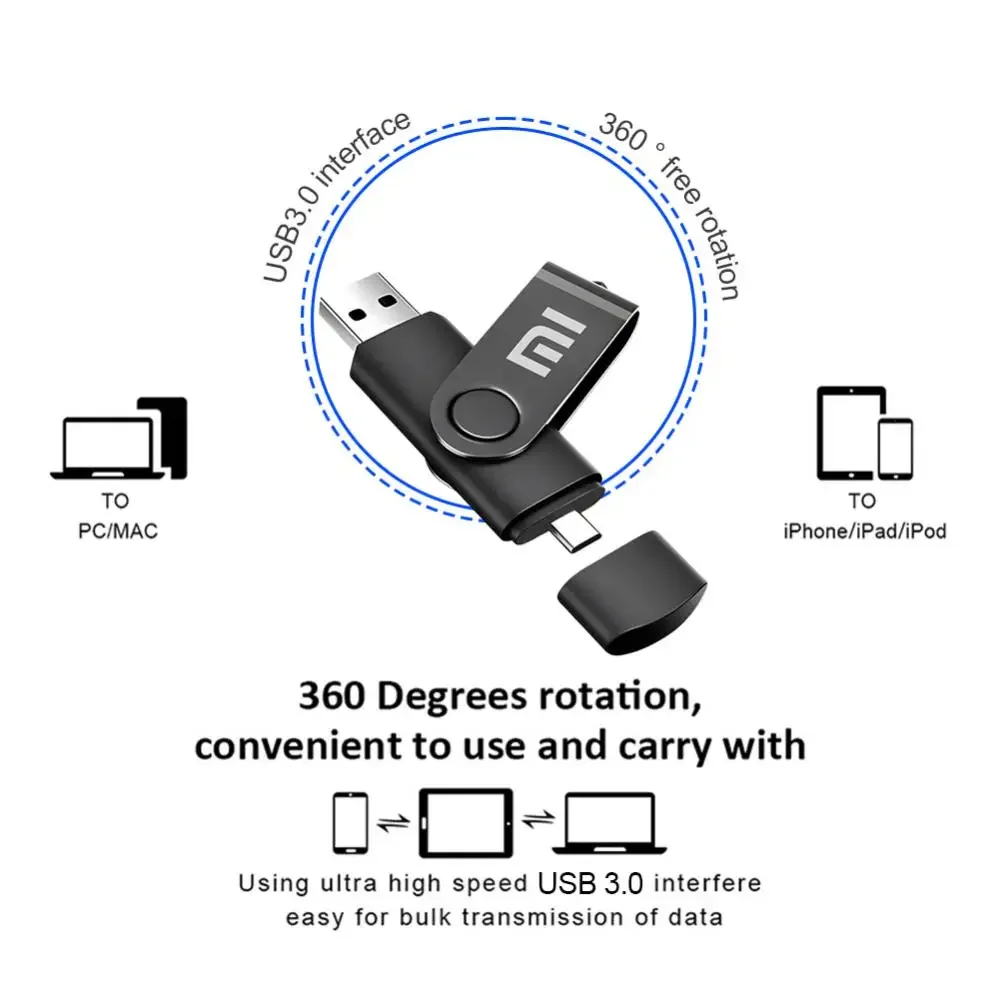 شاومى شاومى-محركات أقراص فلاش معدنية عالية السرعة ، واجهة USB من النوع C ، قرص فلاش ، عصا مقاومة للماء ، جديد ، 2 نقل ، USB