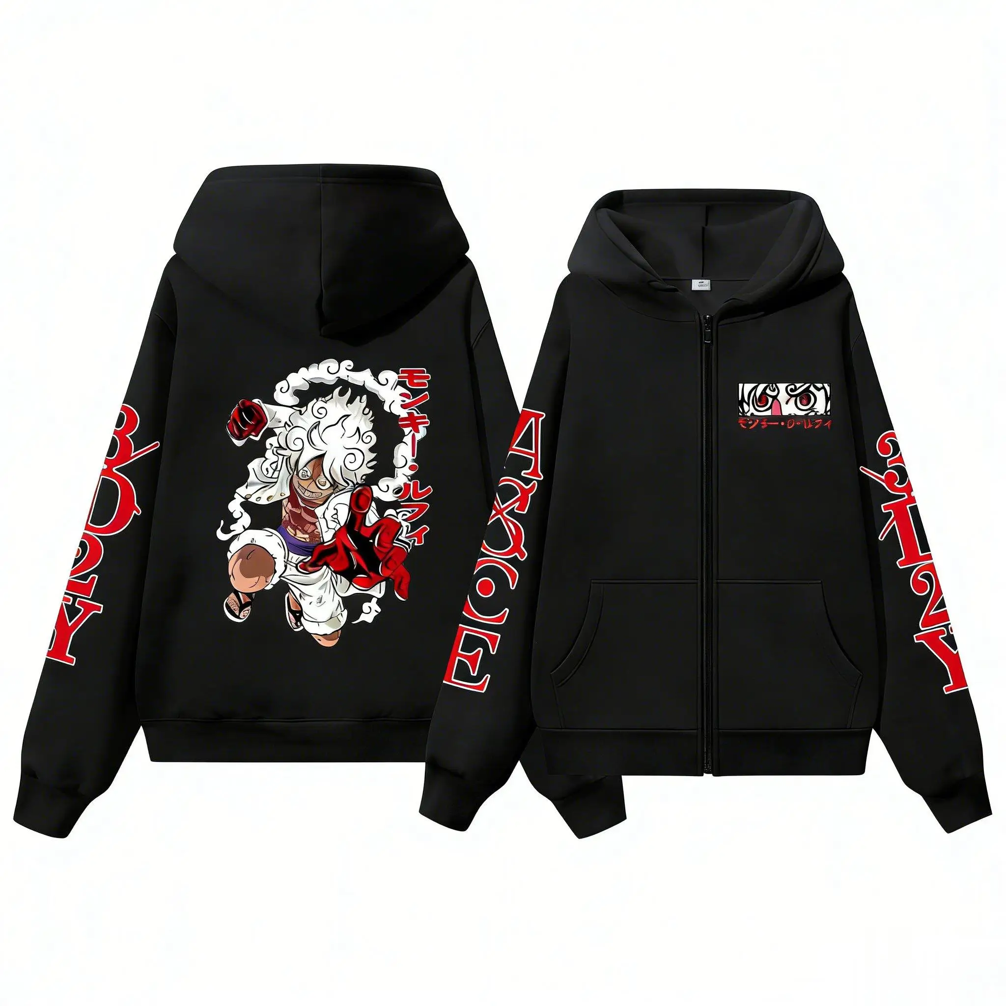 

Цельная толстовка с капюшоном на молнии Luffy для мужчин и женщин, повседневная куртка 2026, весенняя одежда Y2k, топы с длинными рукавами и принтом аниме, уличная одежда унисекс