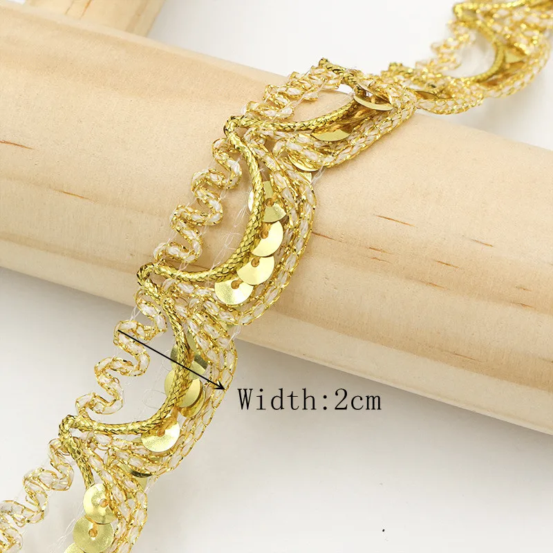 5Yards 18/20mm Gold Lace For Cosplay Stage Performance DIY Sewing Wedding Party Dress Silver lace ribbon Fabric Accessories