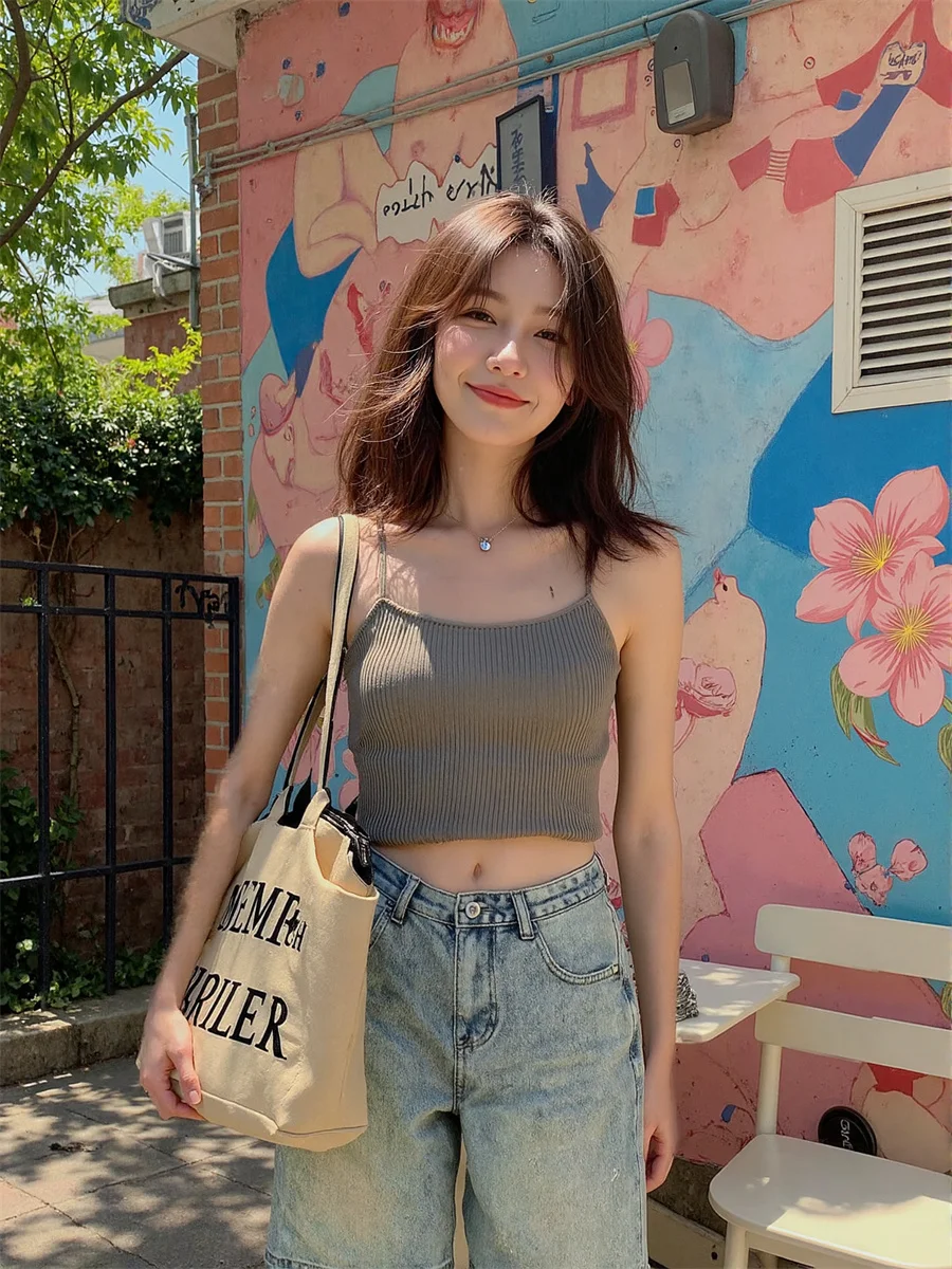 Pantaloncini da donna a vita alta vestibilità ampia streetwear Fine SLilo Culottes per bambini Personalità Colore giorno Costruisci rivettati