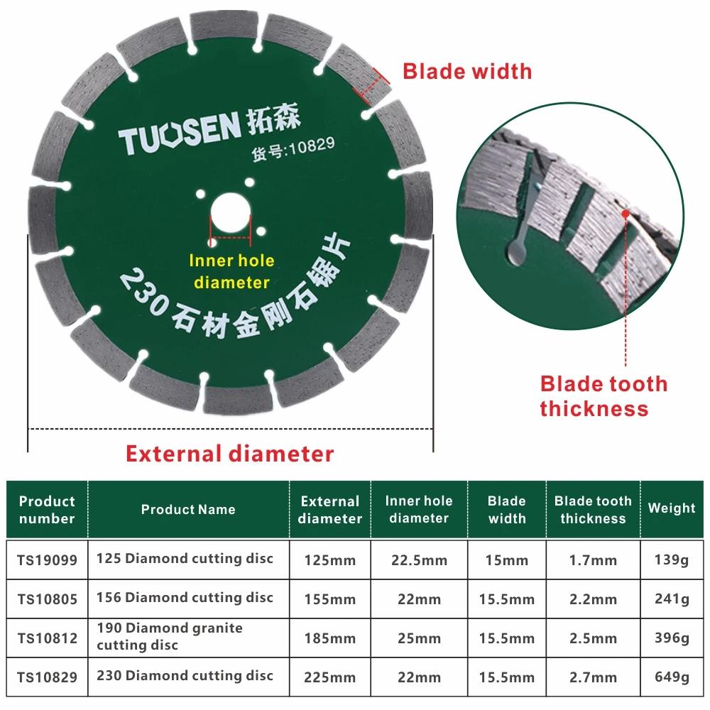 Ultra-thin Dry Diamond Saw Blade 125/155/185/225mm Thin Disc Granite Marble Cutting Disc Porcelain Tile Ceramic Blades