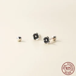 La Monada Womens Earrings Silver 925 Small Screw 925 Silver Earrings For Women Silver Stud Earrings Retro Flower Nut Girls