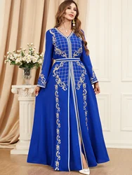 Elegant Autumn Arabic Maxi Dress for Women Abaya Caftan A-line Party Dresses 2 Piece Set Kimono Saudi Dubai Kaftan Islamic 2023