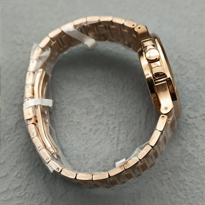 41mm NH35 Case Dial Hands Rose Gold Stainless Steel Watchband for Nautilus NH35 NH36 Movement Transparent Back Repair Replace