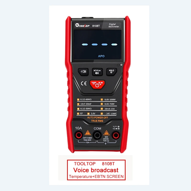 TOOLTOP True RMS Thai Voice multimetro digitale Auto Range AC/DC misuratore di tensione di corrente NCV capacità Ohm Tester amperometro