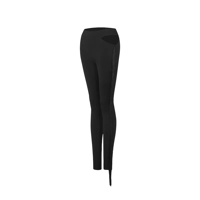 Women Tango Latin Dance Pants Black One Leg Fringed Latin Dancing Leggings Yoga Pants Adults Latin Dance Training Wear SL15804 view 5