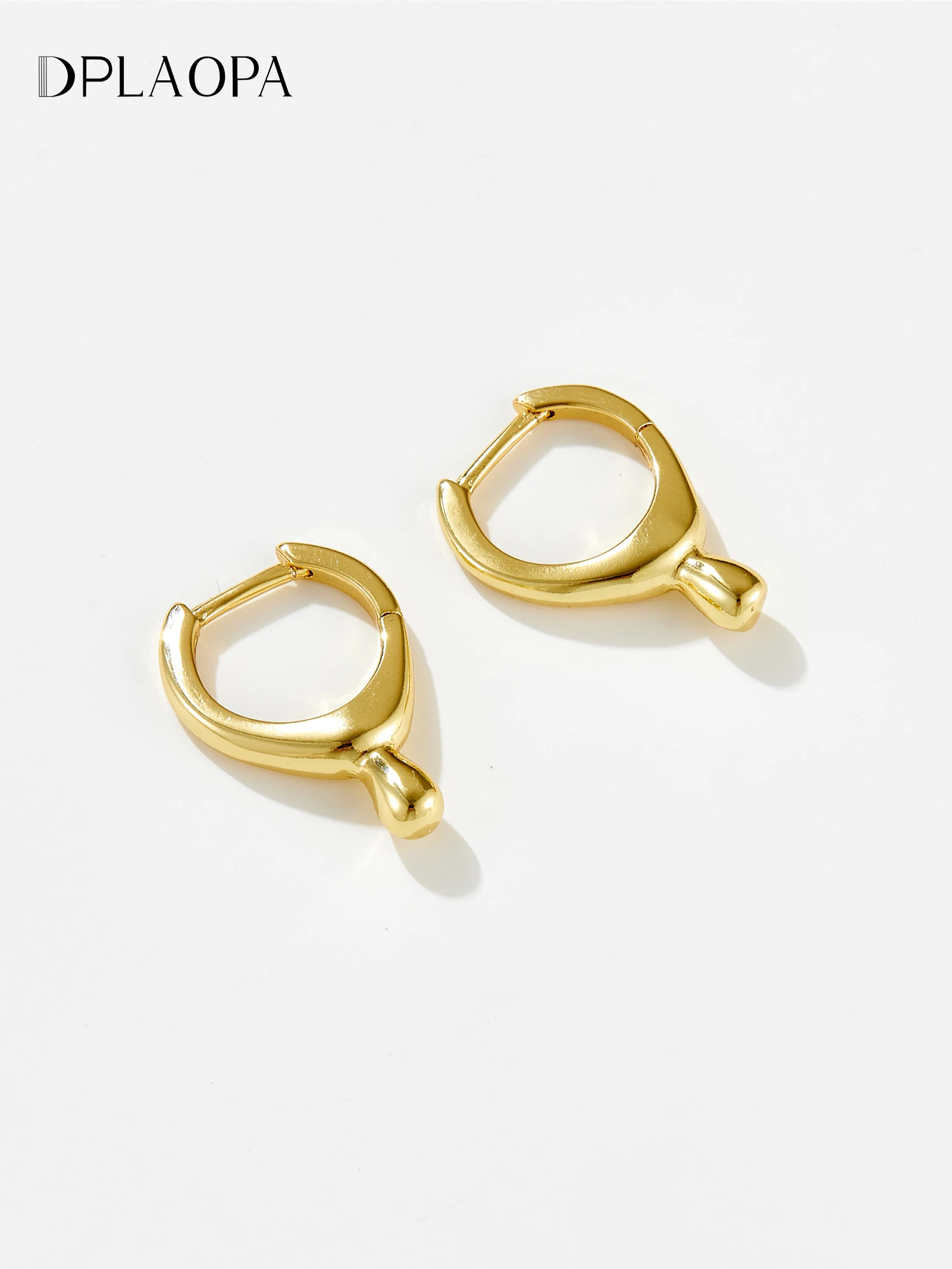 DPLAOPA 925 Sterling Silver Gold Plain Drop Earring Pendiente Women Clips Piercing Hoops Huggies Dangle Luxury Fine Jewelry