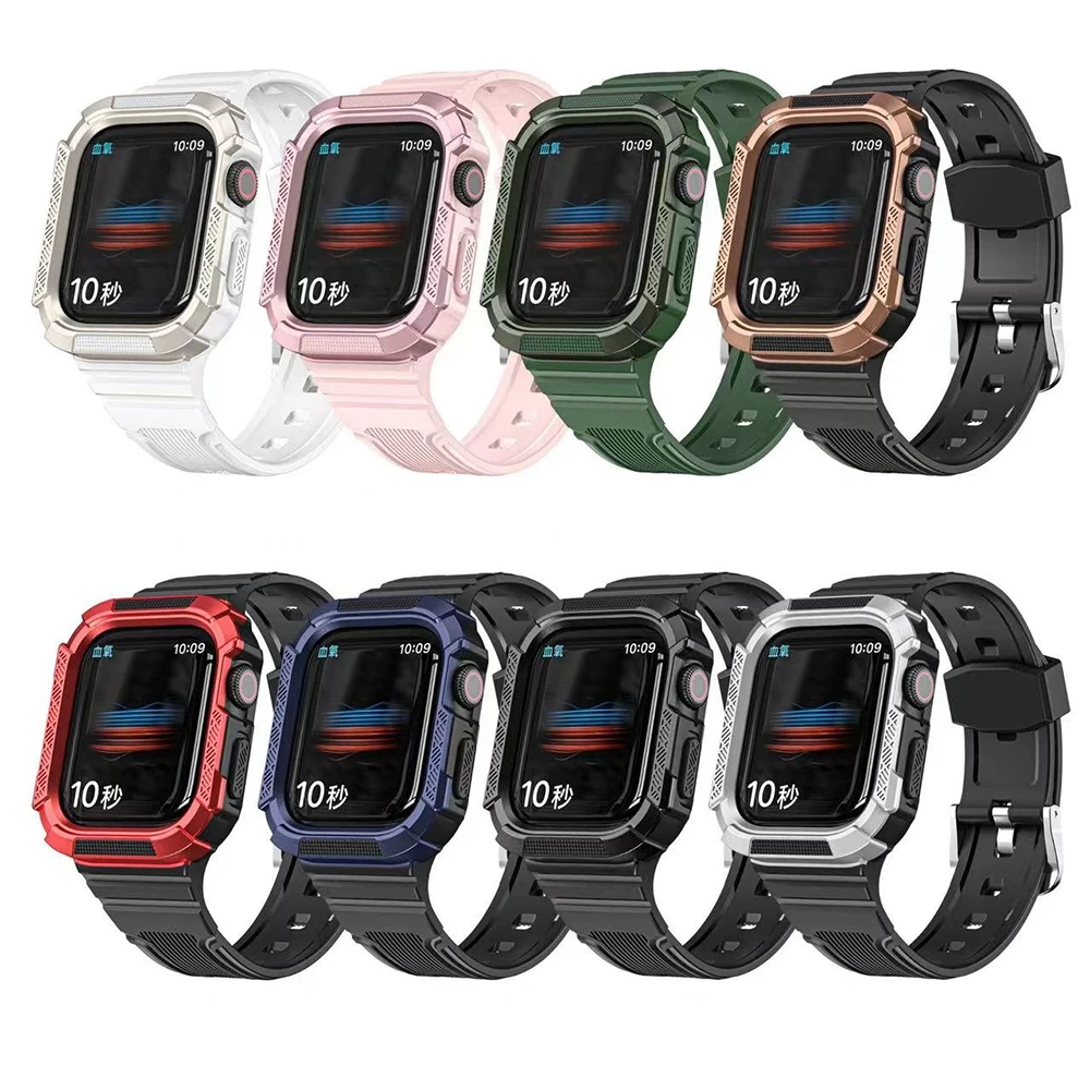 Silicone Case + Strap for Apple Watch 8 7 45mm 41mm 6 5 4 SE 44mm 40mm Sport Smart Watch Wristband for iWatch 3 2 42mm 38mm Band