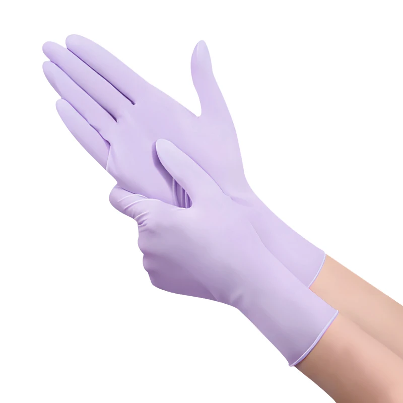 100PCS Purple Nitrile Gloves Disposable Latex Gloves Powder Free For Household Cleaning Working Kitchen Work Gloves