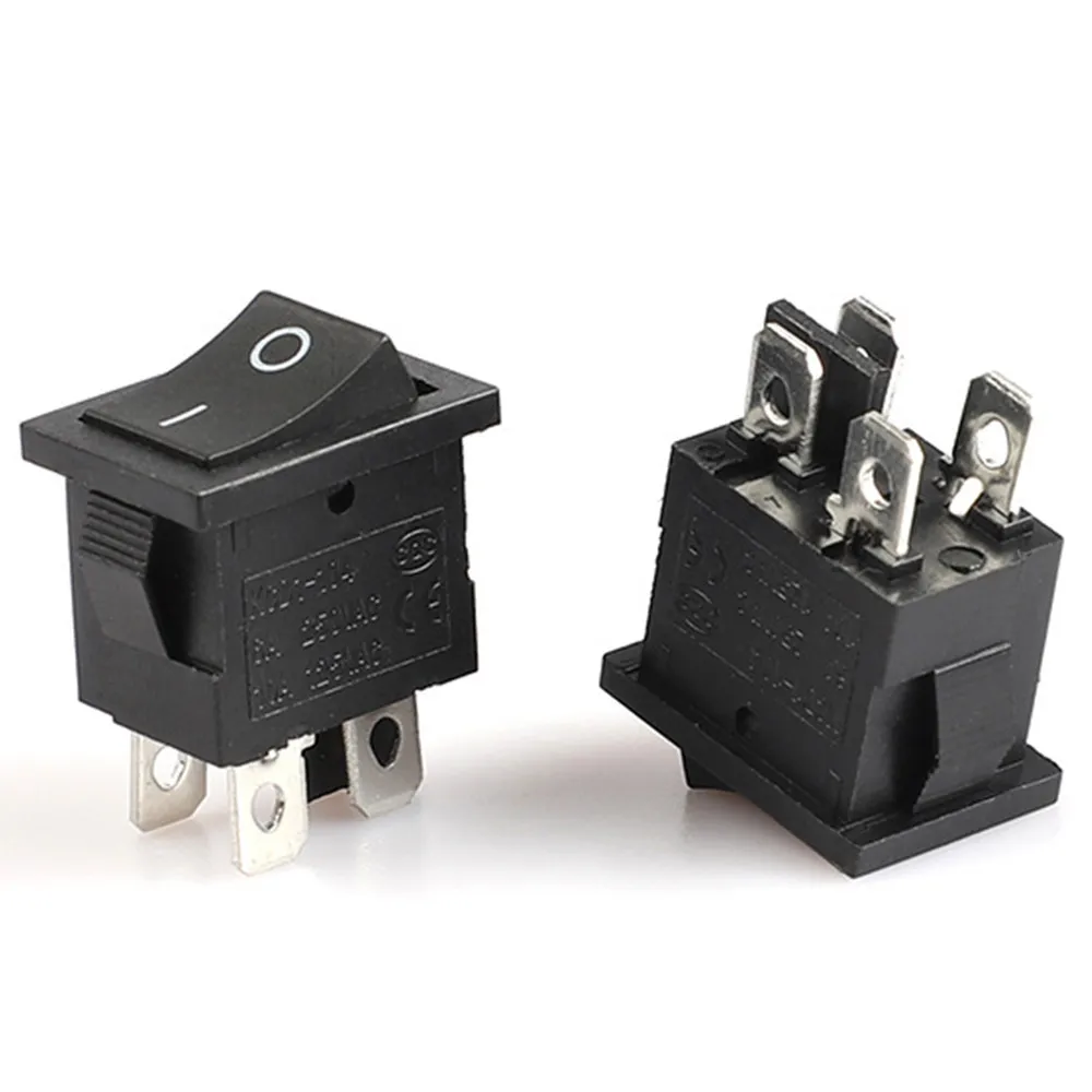 Rocker Switch 15x21mm 4 Pin 2 Position 10A 125V 6A 250VAC 15*21mm ON OFF Black Push Button Power SWITCH