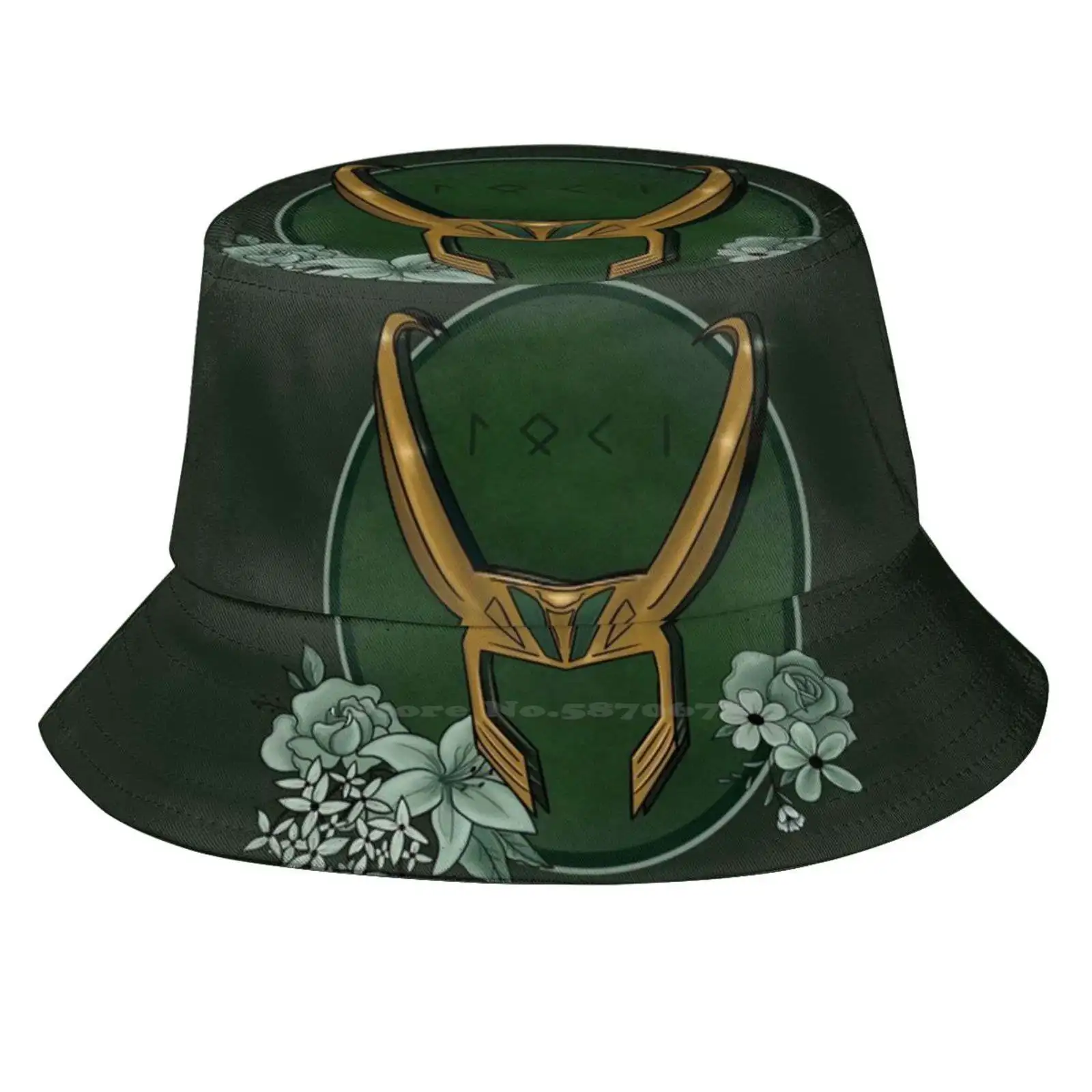 God Of Mischief Pattern Design Printed Travel Bucket Hats Helmet Concept Design Ragnarok Comic Hiddles Phone Design Mcu Mischief