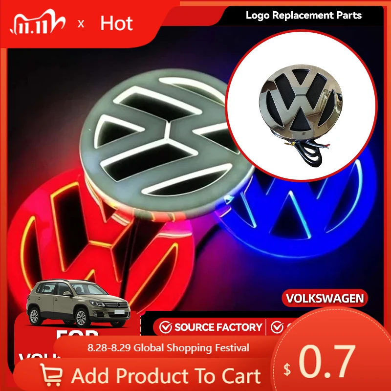 

Гольф для VW VOLKSWAGEN, новый чехол для ключей, 4D светодиодный светильник для Volkswagen, передние и задние наклейки с логотипом, подходят для Tiguan/Passat/Gol