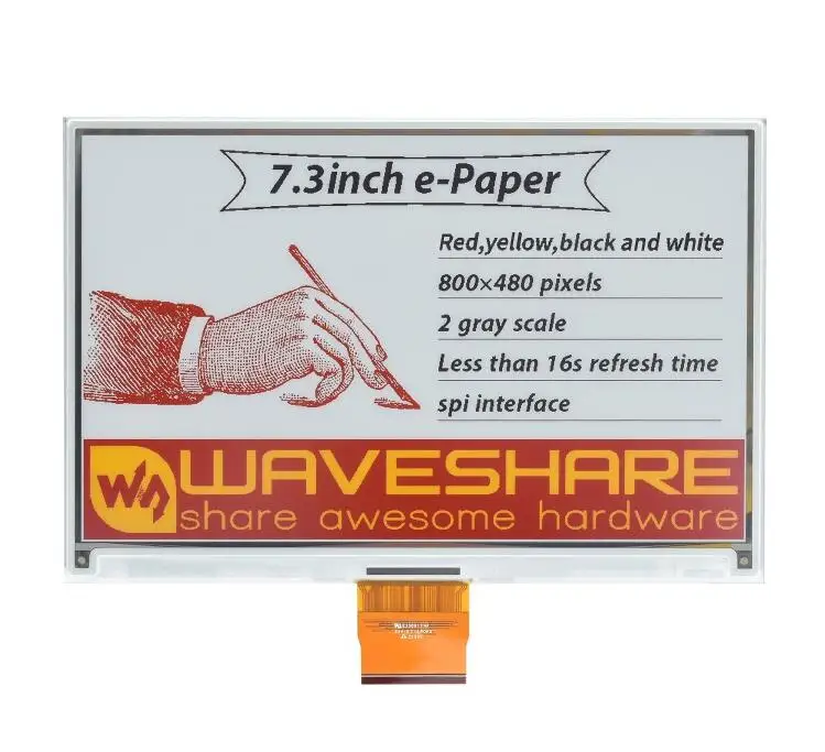 

Waveshare 7.3inch e-Paper HAT (G),800 × 480, Red/Yellow/Black/White